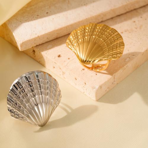 Bague en acier inoxydable, Acier inoxydable 304, coquille, Placage, bijoux de mode & pour femme & creux, plus de couleurs à choisir, Vendu par PC