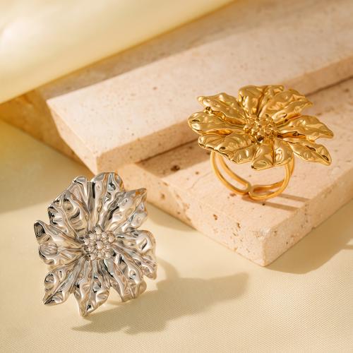 Bague en acier inoxydable, Acier inoxydable 304, fleur, Placage sous vide, bijoux de mode & pour femme & creux, plus de couleurs à choisir, Vendu par PC