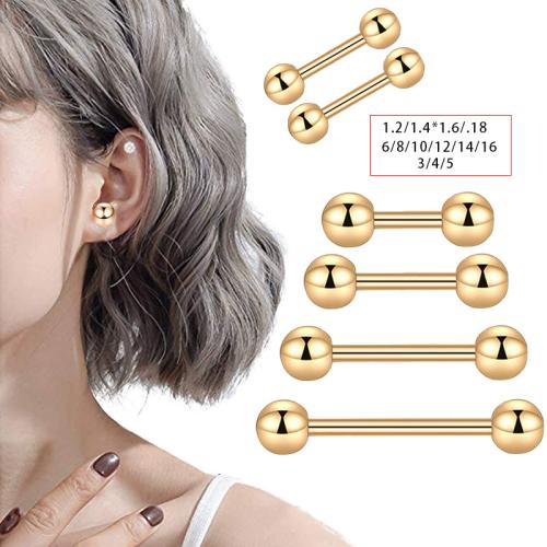 Acier inoxydable 304 barbell droit, avec Alliage de titane, Placage de couleur d'or, unisexe & normes différentes pour le choix, Vendu par PC