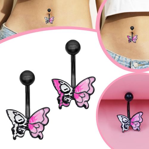 Zinc Alloy Belly Ring, Butterfly, plated, Unisex & enamel 
