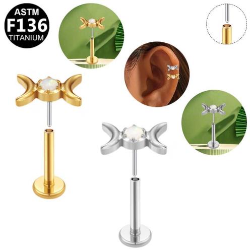 Alliage de titane piercing oreille, avec laiton, Placage, unisexe & styles différents pour le choix & pavé de micro zircon Vendu par lot