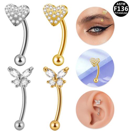 Alliage de titane piercing oreille, Placage, unisexe & styles différents pour le choix & pavé de micro zircon Vendu par lot