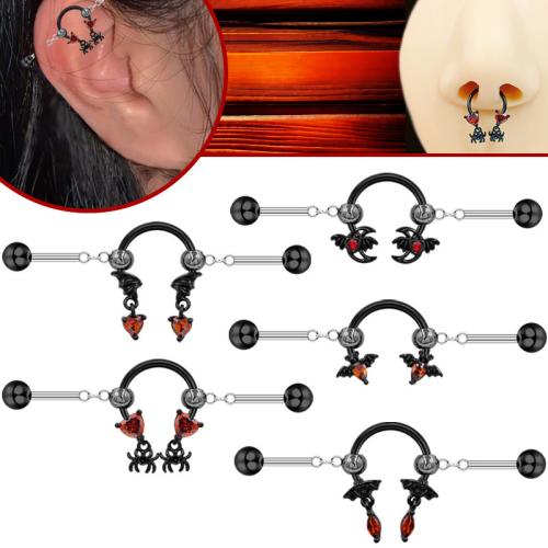 Acier titane piercing oreille, Placage, Halloween Design & unisexe & styles différents pour le choix & avec strass Vendu par lot