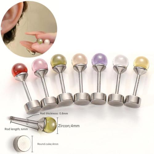 Acier inoxydable 316 piercing oreille, Rond, unisexe & pavé de micro zircon, plus de couleurs à choisir, Vendu par PC