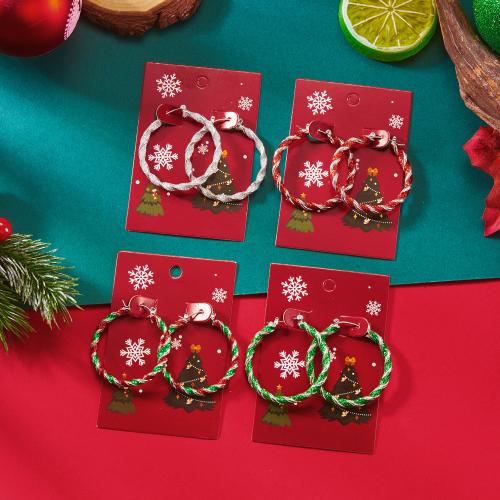 Boucles d'oreilles de Noël, alliage de zinc, Placage de couleur d'or, Conception de Noël & émail, plus de couleurs à choisir, Vendu par paire