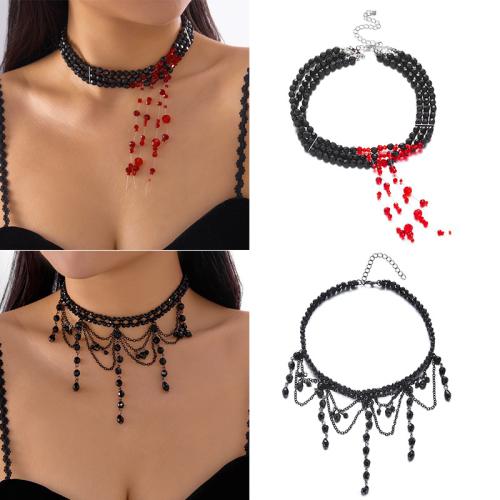 Collier Halloween, alliage de zinc, avec verre, Placage de couleur d'or, Halloween Design & multicouche & émail, plus de couleurs à choisir, Vendu par PC[