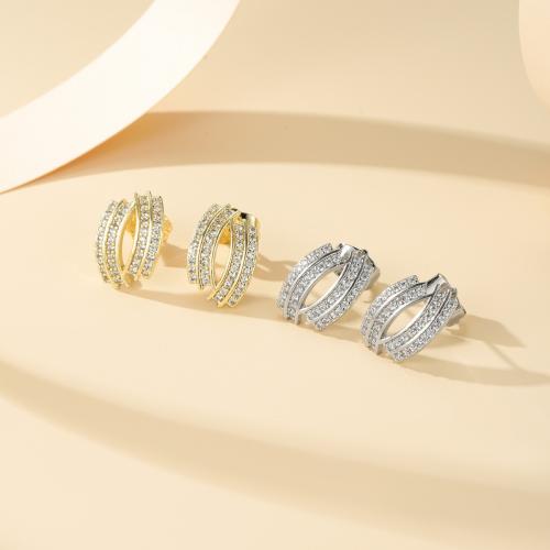 Boucles d'oreilles en laiton zircon cubique pavent, Placage, bijoux de mode & pavé de micro zircon, plus de couleurs à choisir Vendu par paire[