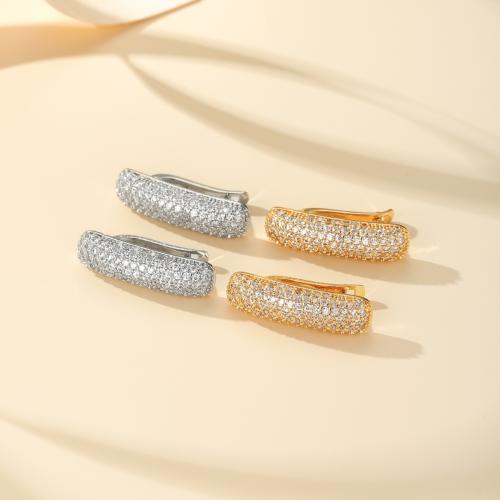 Boucles d'oreilles en laiton zircon cubique pavent, Placage, bijoux de mode & pavé de micro zircon, plus de couleurs à choisir, Vendu par paire[