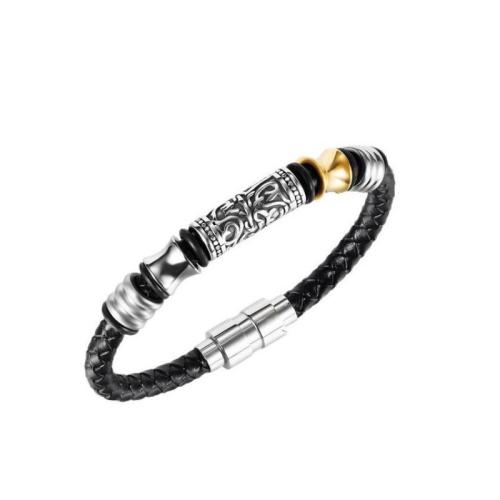 PU Leather Cord Bracelets, 304 Stainless Steel, with Microfiber PU, fashion jewelry & for man cm 