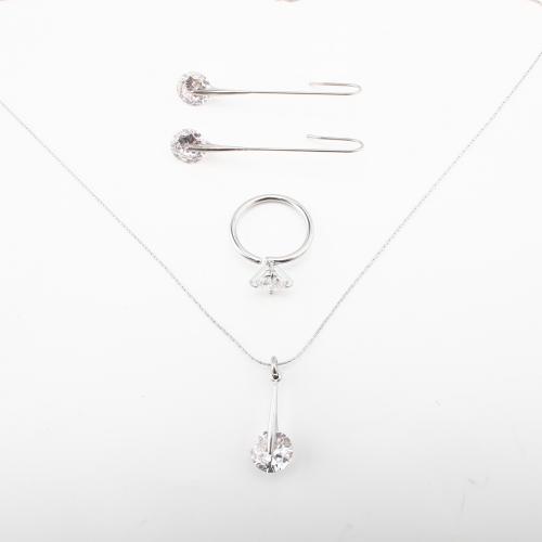 Cubic Zirconia Micro Pave Ensembles de bijoux en acier inoxydable, Acier inoxydable 316, avec zircon cubique, bijoux de mode & styles différents pour le choix & pour femme, couleur originale, Vendu par PC