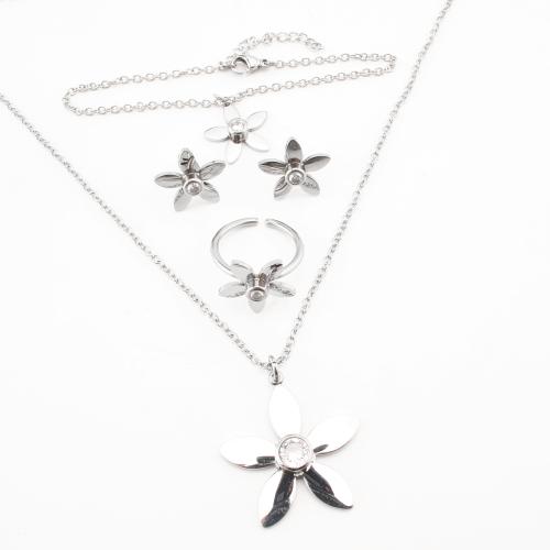 Cubic Zirconia Micro Pave Ensembles de bijoux en acier inoxydable, Acier inoxydable 304, avec zircon cubique, bijoux de mode & styles différents pour le choix & pour femme, couleur originale, Vendu par PC