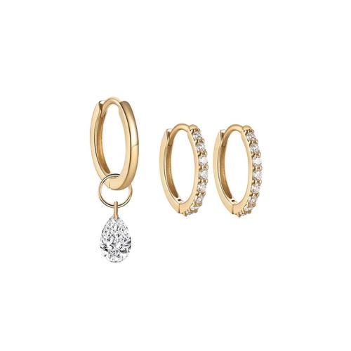 Boucles d'oreilles en laiton zircon cubique pavent, Placage, bijoux de mode & pavé de micro zircon, plus de couleurs à choisir Vendu par fixé[