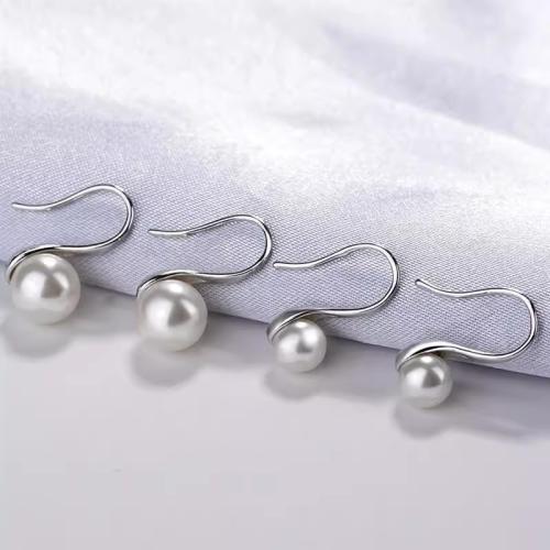 Латунные серьги падение, Латунь, с Пластиковая жемчужина, Другое покрытие, ювелирные изделия моды, Много цветов для выбора, продается Пара