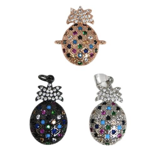 Cubic Zirconia Micro Pave Brass Pendant, Pineapple, plated, DIY & micro pave cubic zirconia 