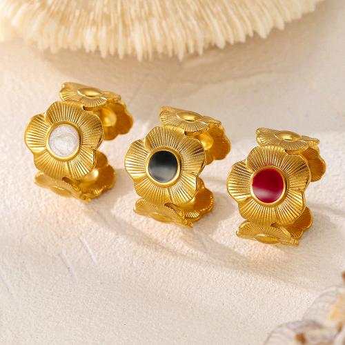 Émail Bague en Acier inoxydable , Acier inoxydable 304, fleur, bijoux de mode & pour femme & émail, plus de couleurs à choisir, Vendu par PC