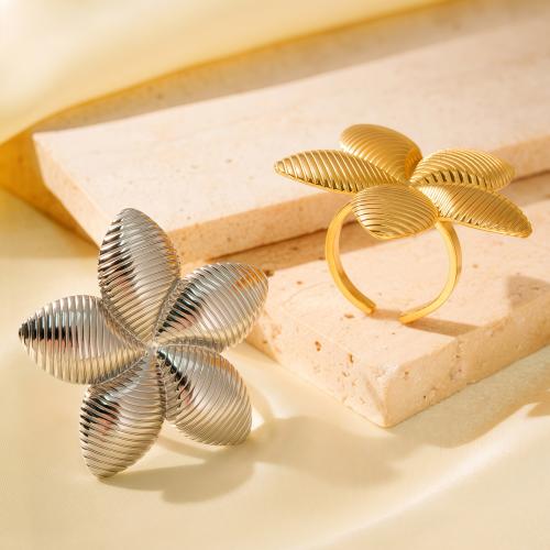 Bague en acier inoxydable, Acier inoxydable 304, fleur, Placage, bijoux de mode & pour femme, plus de couleurs à choisir, Vendu par PC