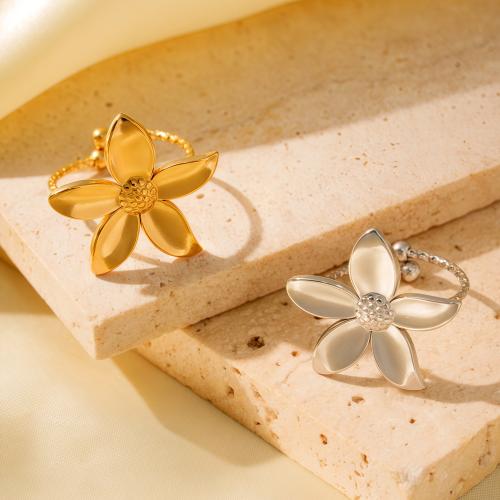 Bague en acier inoxydable, Acier inoxydable 304, fleur, Placage sous vide, bijoux de mode & pour femme, plus de couleurs à choisir, Vendu par PC