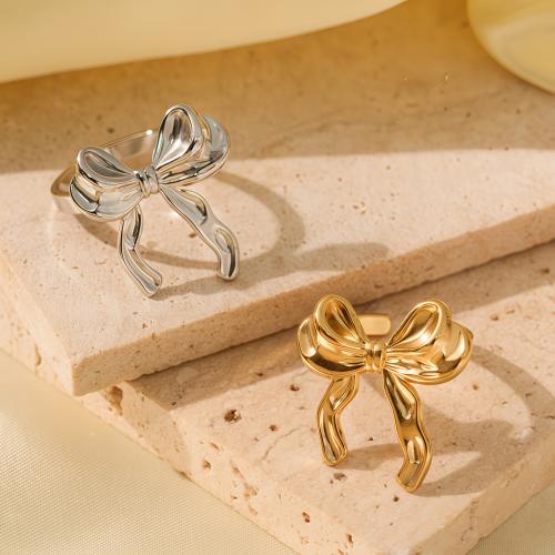 Bague en acier inoxydable, Acier inoxydable 304, Noeud papillon, Placage, bijoux de mode & pour femme, plus de couleurs à choisir, Vendu par PC