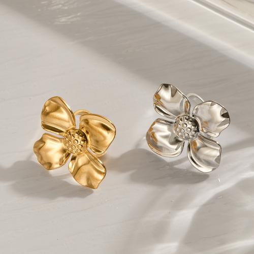 Bague en acier inoxydable, Acier inoxydable 304, fleur, Placage, bijoux de mode & pour femme, plus de couleurs à choisir, Vendu par PC