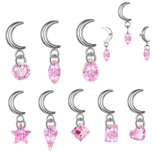 304 Stainless Steel Externally Threaded Jewelry Findings, with Brass, polished, DIY & with cubic zirconia, finding thread diameter 0.9mm 