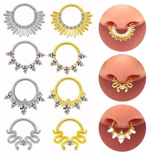 Alliage de titane Bijoux de Piercing de Nez, Placage, unisexe & styles différents pour le choix & pavé de micro zircon Vendu par PC