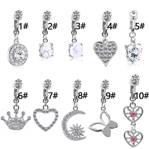 Zinc Alloy Belly Ring, plated, Unisex & micro pave cubic zirconia, belly ring length 30-50mm 