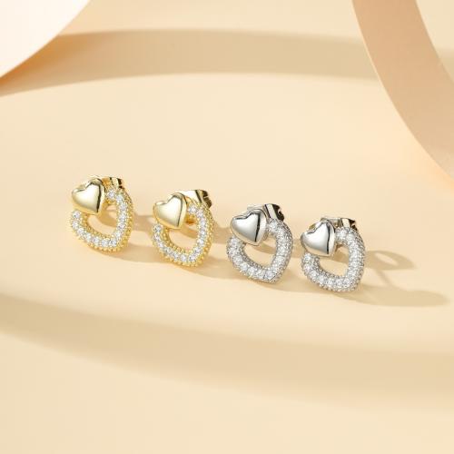 Boucles d'oreilles en laiton zircon cubique pavent, Placage, bijoux de mode & pavé de micro zircon, plus de couleurs à choisir Vendu par paire[