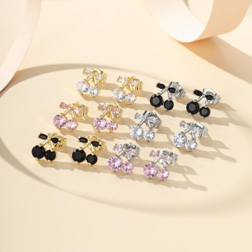 Boucles d'oreilles en laiton zircon cubique pavent, Placage, bijoux de mode & pavé de micro zircon, plus de couleurs à choisir, Vendu par paire[