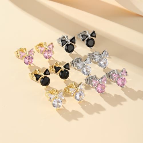Boucles d'oreilles en laiton zircon cubique pavent, Placage, bijoux de mode & pavé de micro zircon, plus de couleurs à choisir, Vendu par paire[