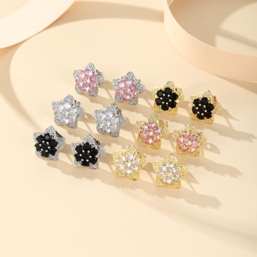 Boucles d'oreilles en laiton zircon cubique pavent, Placage, bijoux de mode & pavé de micro zircon, plus de couleurs à choisir, Vendu par paire[