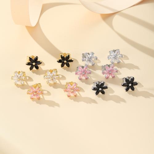 Boucles d'oreilles en laiton zircon cubique pavent, Placage, bijoux de mode & pavé de micro zircon, plus de couleurs à choisir, Vendu par paire[