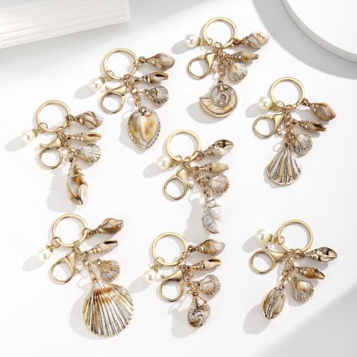 Resin Key Chain, Zinc Alloy, with ABS Plastic Pearl & Resin, gold color plated, fashion jewelry 