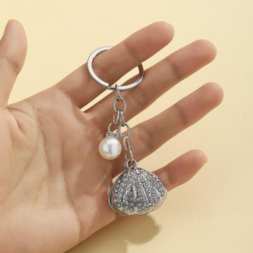 porte-clés en alliage zinc à stras, alliage de zinc, avec Plastique ABS perle, Placage de couleur d'or, bijoux de mode & avec strass, plus de couleurs à choisir, Vendu par PC