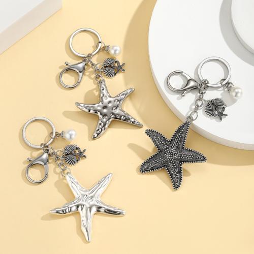 bijoux de porte-clés en Alliage de zinc, avec Plastique ABS perle, Placage de couleur d'or, bijoux de mode, plus de couleurs à choisir, Vendu par PC