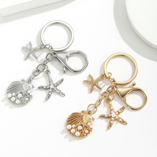 bijoux de porte-clés en Alliage de zinc, avec Plastique ABS perle, Placage de couleur d'or, bijoux de mode, plus de couleurs à choisir, Vendu par PC