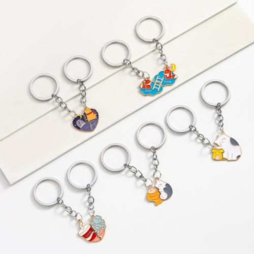 Enamel Zinc Alloy Key Chain, gold color plated, fashion jewelry 