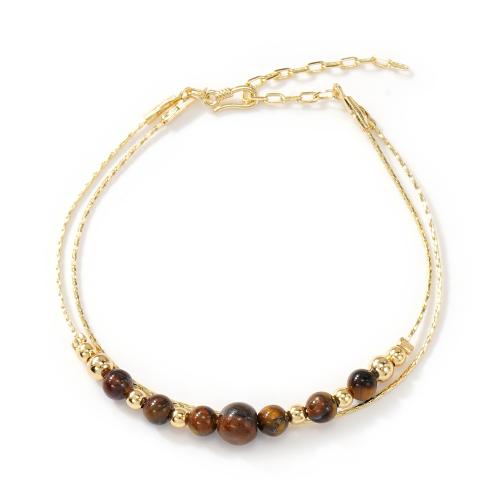 Glasperlen Armbänder Schmuck, Zinklegierung, mit Glas, goldfarben plattiert, Doppelschicht & Modeschmuck, keine, verkauft von PC[