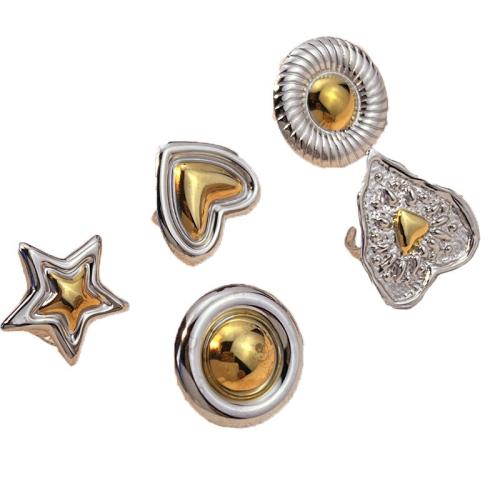 Bague en acier inoxydable, Acier inoxydable 304, Placage, styles différents pour le choix & pour femme & deux tons, Vendu par PC