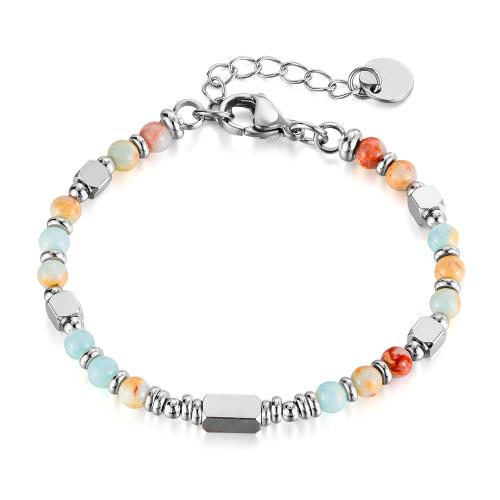 Bracelets en pierres précieuses, Acier inoxydable 304, avec Pierre naturelle, poli, bijoux de mode & différents matériaux pour le choix & pour femme, couleur originale, Vendu par PC