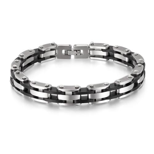 Stainless Steel Bike Chain Bracelet, 304 Stainless Steel, polished, fashion jewelry & for man & two tone [