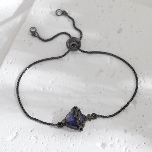 laiton bracelet, avec zircon cubique, Placage, Halloween Design & bijoux de mode & pour femme, noir métalllique, Vendu par PC