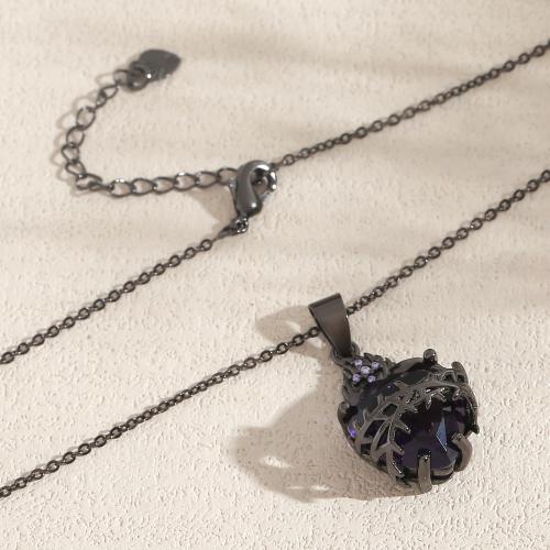 真鍮キュービックジルコニア ネックレス, 銅, とともに キュービックジルコニア, メッキ, ファッションジュエリー & ユニセックス & 異なるスタイルを選択, 鉛ブラック色, 売り手 パソコン