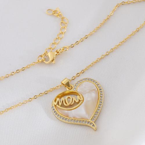 Корень Циркон Микро вымощает латунь ожерелье, Латунь, с Ракушка, плакирован золотом, разные стили для выбора & инкрустированное микро кубического циркония & Женский & отверстие, продается PC