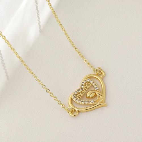 Корень Циркон Микро вымощает латунь ожерелье, Латунь, плакирован золотом, инкрустированное микро кубического циркония & Женский & отверстие, продается PC