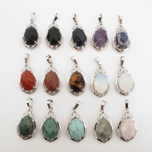 Gemstone Pendantifs en laiton, Placage de couleur platine, DIY & différents matériaux pour le choix Vendu par PC