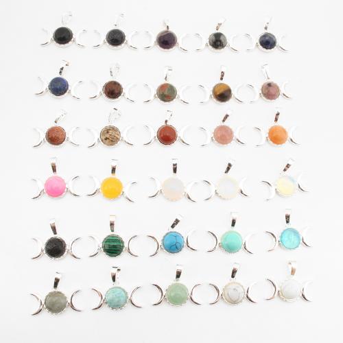 Gemstone Pendantifs en laiton, avec pierre gemme, Placage de couleur argentée, DIY & différents matériaux pour le choix Vendu par PC