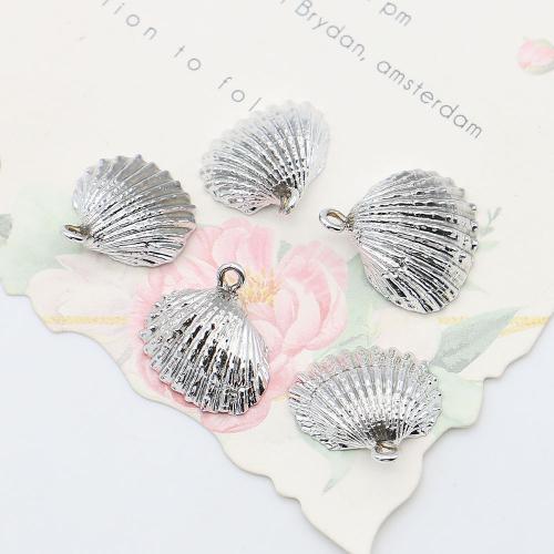 Natürlichen Muschel -Anhänger, mit Eisen, Schale, silberfarben plattiert, DIY, gemischte Farben, 17x17mm-19x20mm, verkauft von PC