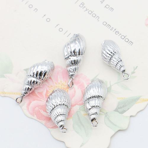 Trompete Shell Messing Anhänger, Muschel, mit Eisen, Strandschnecke, silberfarben plattiert, DIY, Silberfarbe, 9x20mm-11x23mm, verkauft von PC