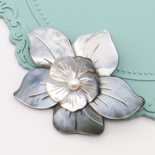 Shell Jewelry Sets, pendant & necklace, Flower, silver color plated, DIY & imitation pearl 