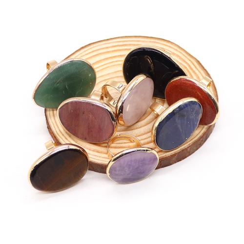 Gemstone Brass Finger Ring, with Natural Stone, gold color plated, fashion jewelry 
